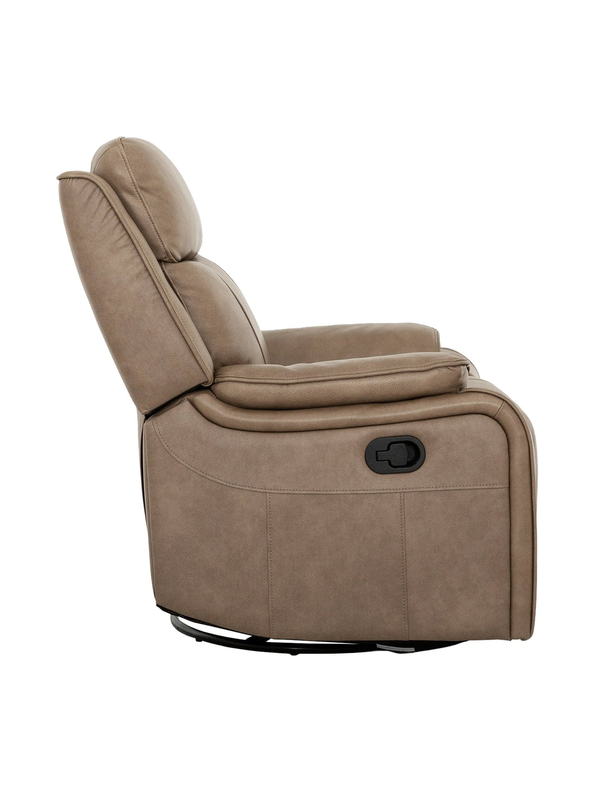 Chaise inclinable Lewis pivotante et berçante en taupe – vue de côté – Meubles TOCO