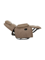 Chaise inclinable Lewis pivotante et berçante en taupe – en position inclinée, vue de côté – Meubles TOCO