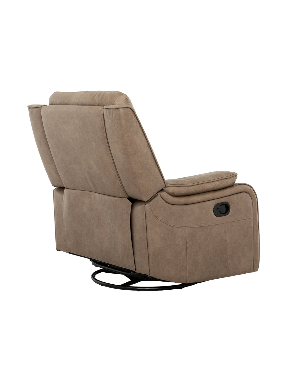 Chaise inclinable Lewis pivotante et berçante en taupe – vue de dos – Meubles TOCO