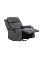 Chaise inclinable Lewis pivotante et berçante en gris foncé – en position inclinée, vue de trois quarts – Meubles TOCO