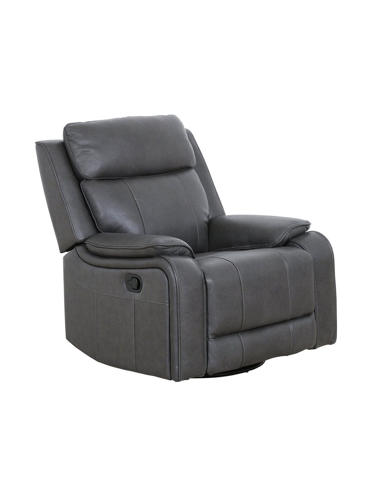 Chaise inclinable Lewis pivotante et berçante en gris foncé – vue de trois quarts – Meubles TOCO