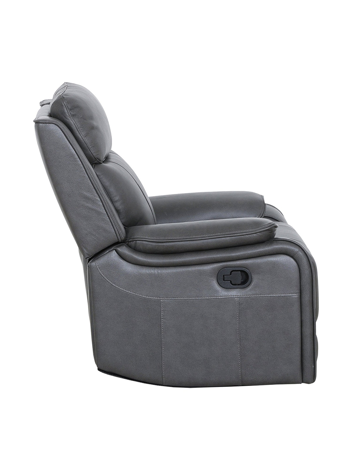 Chaise inclinable Lewis pivotante et berçante en gris foncé – vue de côté – Meubles TOCO