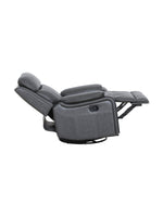 Chaise inclinable Lewis pivotante et berçante en gris foncé – en position inclinée, vue de côté – Meubles TOCO