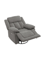 Fauteuil inclinable électrique gris TOCO Meubles avec dossier haut, accoudoirs coussinés et port de chargement USB
