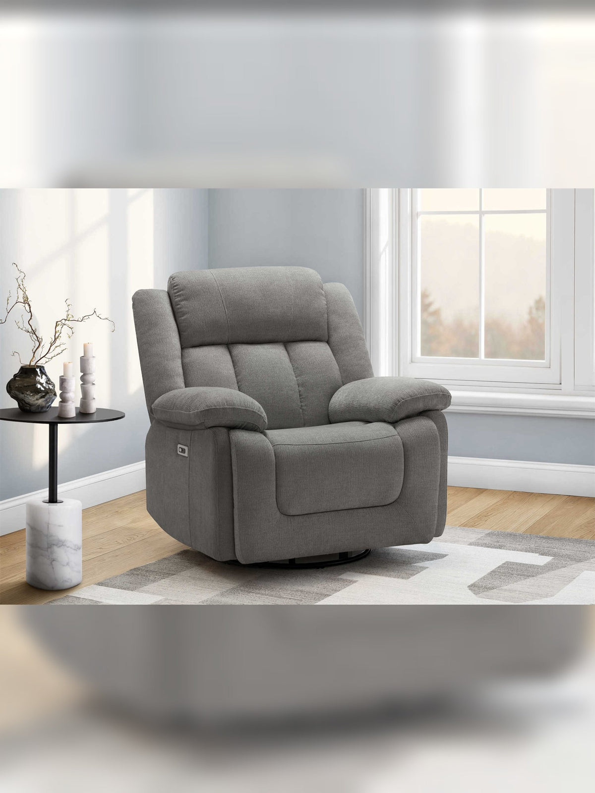Chaise inclinable Ricardo en gris – mise en situation dans un salon – Meubles TOCO