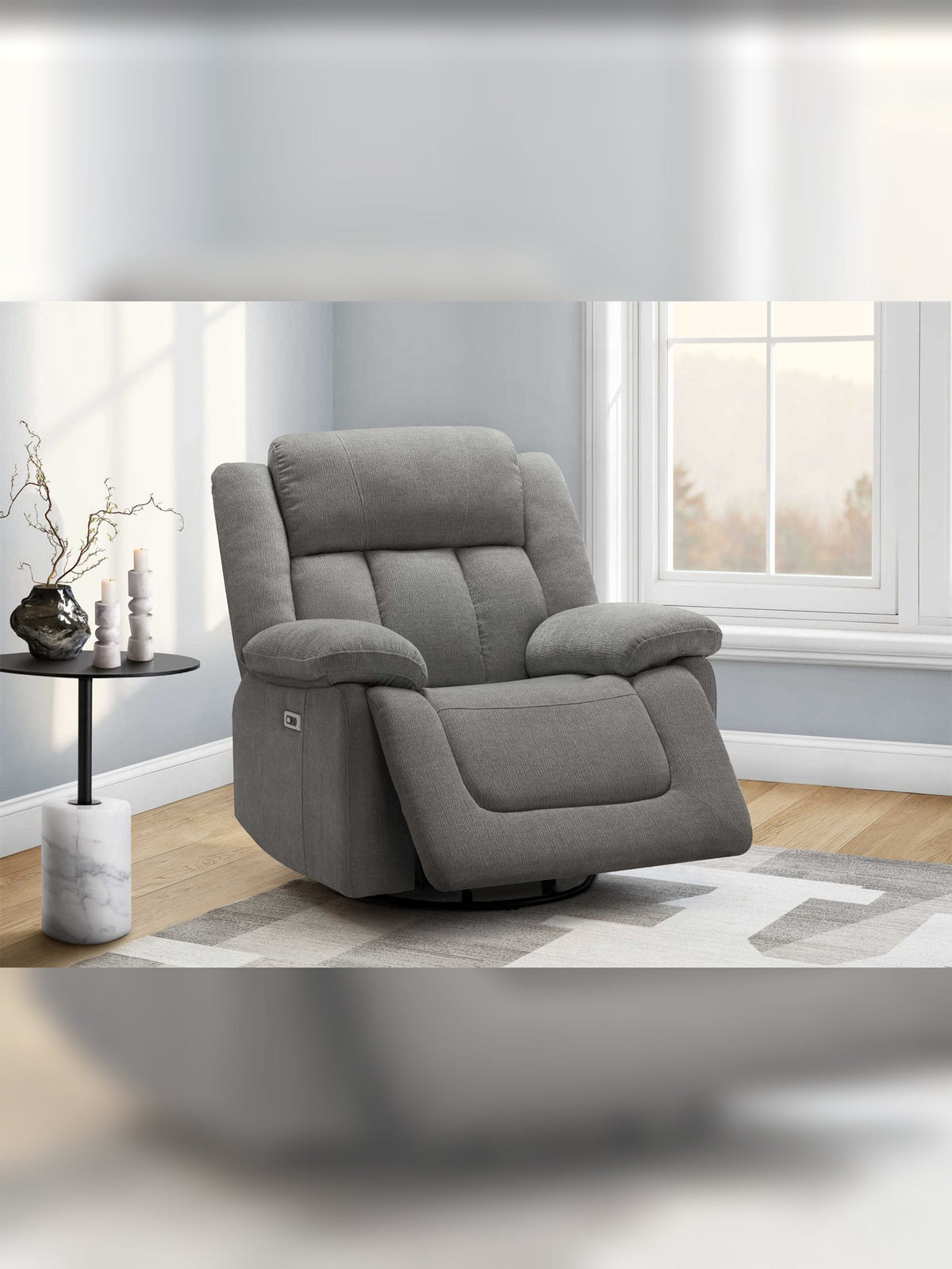 Chaise inclinable Ricardo en gris – mise en situation dans un salon – Meubles TOCO