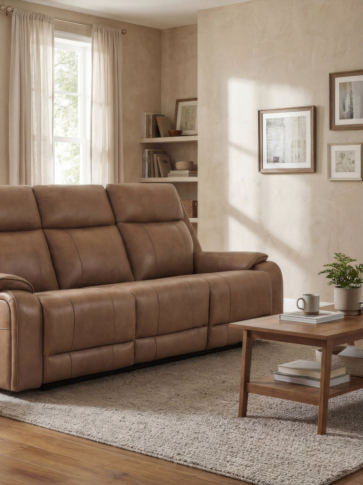Sofa inclinable Lewis en taupe – mise en situation dans un salon – Meubles TOCO