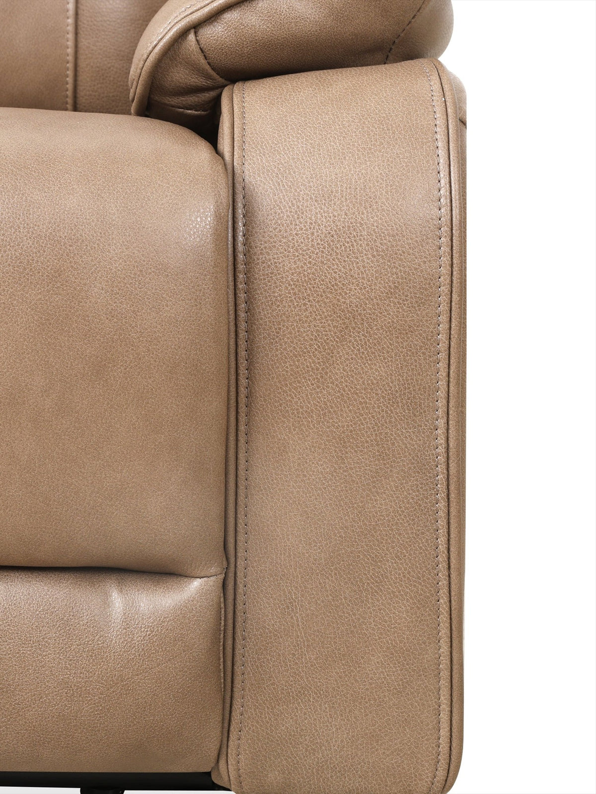Sofa inclinable Lewis en taupe – détail de la finition – Meubles TOCO