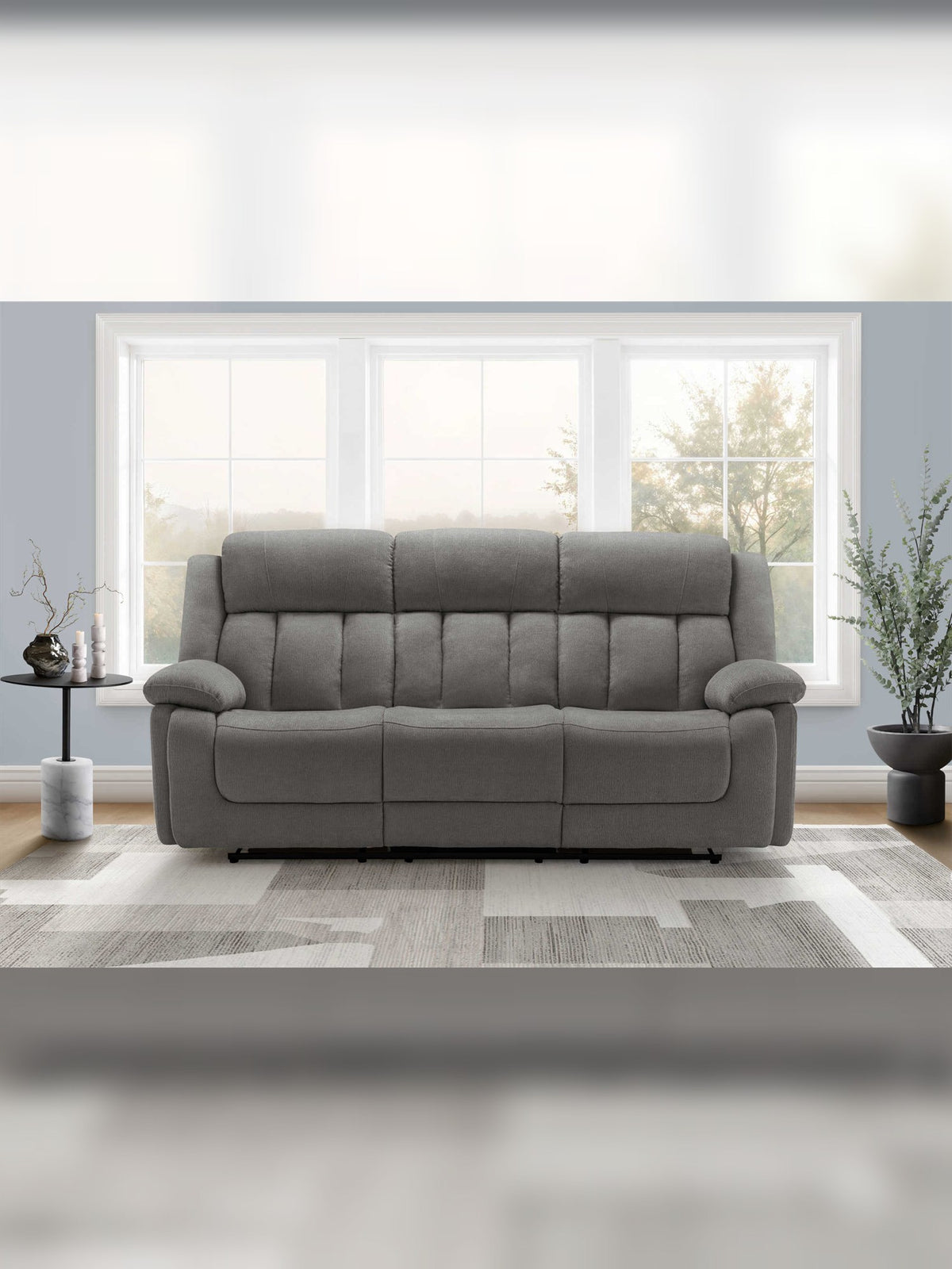 Sofa inclinable Ricardo en gris – mise en situation dans un salon – Meubles TOCO