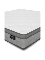 Matelas TOCO Meubles BackCare Trio très grand avec dessus coussinet, ressorts ensachés et bordure grise texturée.