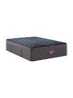 Matelas Beautyrest Asteris King par TOCO Meubles avec plateau coussin moelleux, tissu gris et accents violets