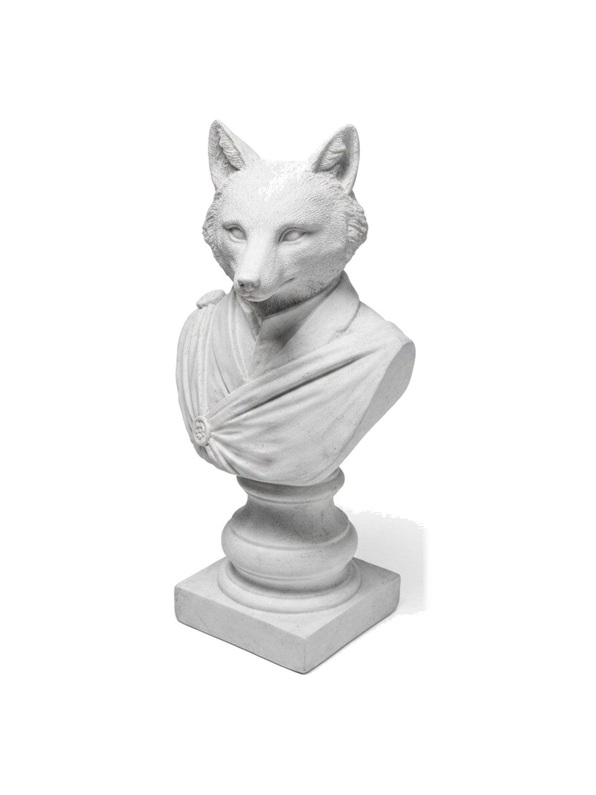 Buste de renard Murray en résine blanche élégante, sculpture décorative moderne de TOCO Meubles pour intérieur chic.