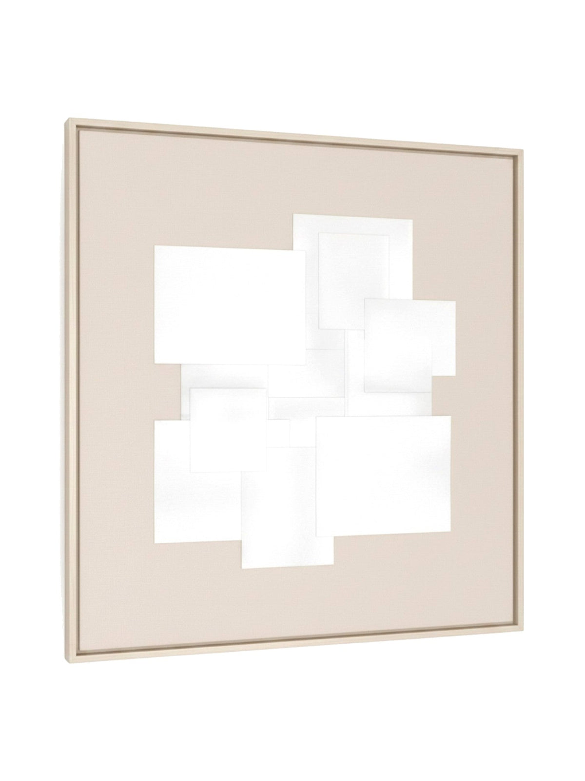 Cadre décoratif Atmosphère I de TOCO Meubles avec composition géométrique de carrés blancs sur fond beige
