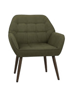 Fauteuil d'appoint TOCO Meubles Belinda vert olive avec assise capitonnée et pieds en bois foncé