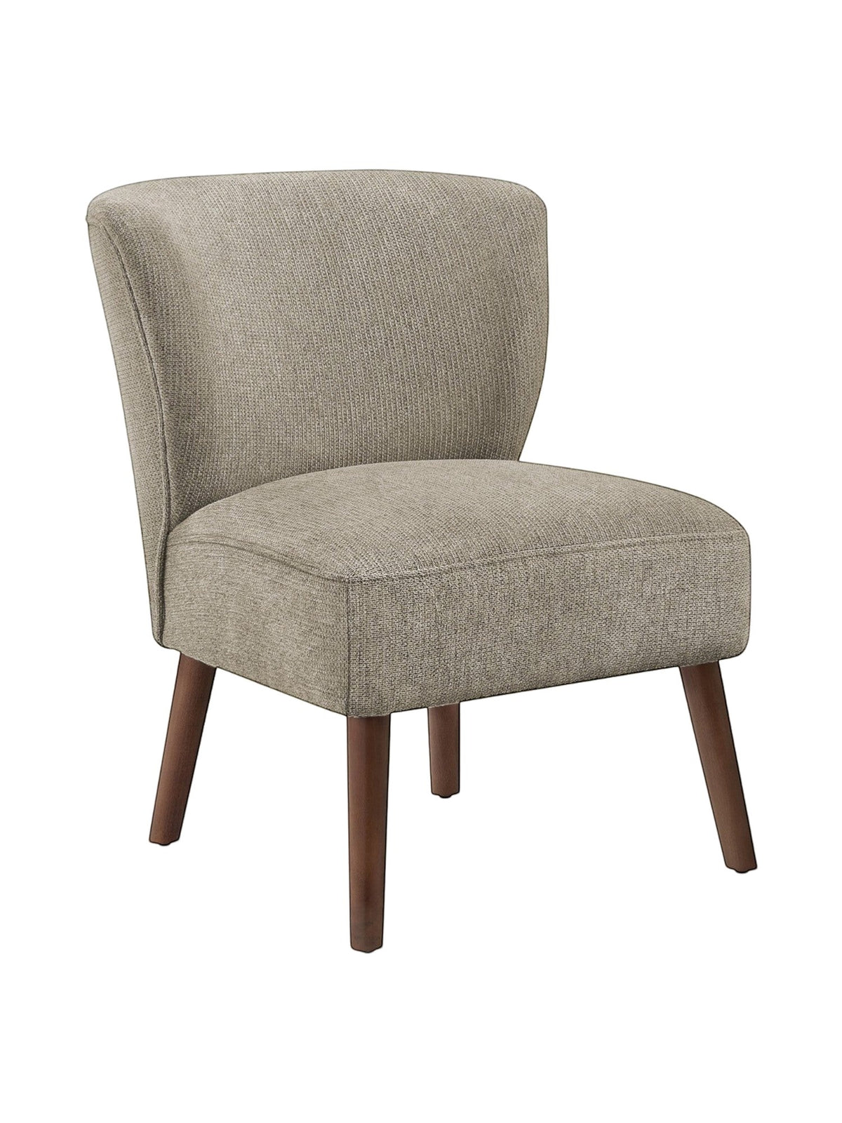 Chaise d'appoint TOCO Meubles Lucien en tissu texturé beige avec pieds en bois, style mid-century.