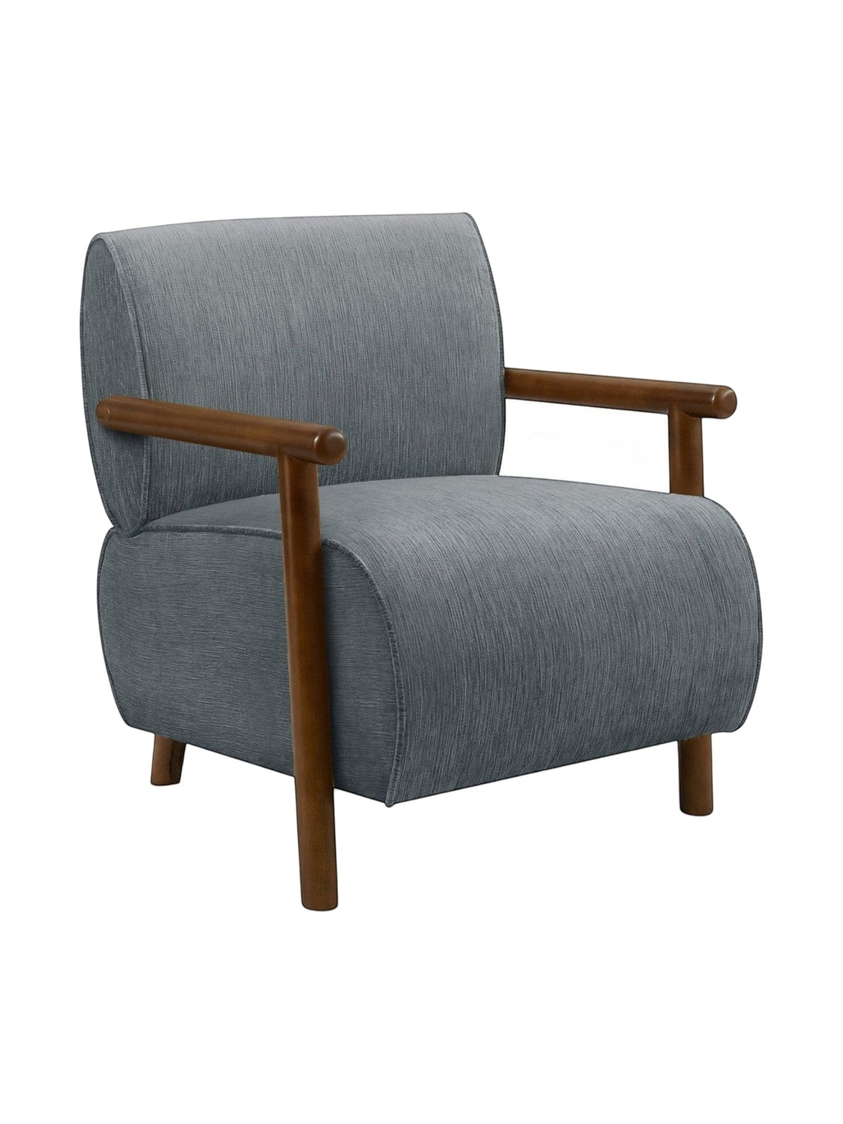 Fauteuil d'appoint TOCO Meubles Maureen gris avec accoudoirs et pieds en bois massif au design contemporain