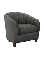 Fauteuil d'appoint TOCO Meubles Noella gris foncé au design tonneau avec dossier arrondi et pieds en bois massif