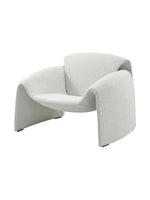 Chaise d'appoint Onda TOCO Meubles en tissu bouclette blanc avec structure en contreplaqué incurvée