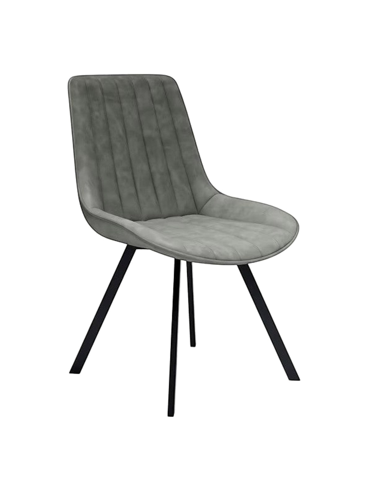 Chaise de cuisine Cynthia TOCO Meubles grise avec revêtement effet cuir et pieds en métal noir