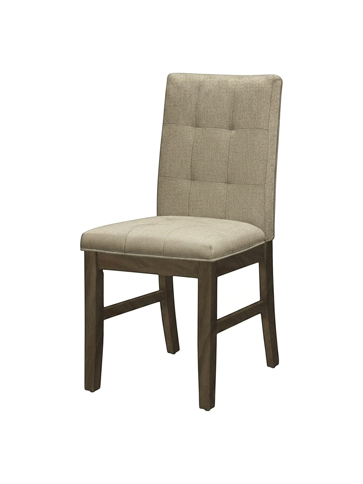 Chaise de cuisine TOCO Meubles Véronika en tissu brun capitonné avec structure en bois massif gris