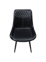 Chaise de salle à manger TOCO Meubles Belair en similicuir noir avec capitonnage diamant et surpiqûres blanches