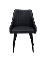 Chaise de salle à manger Hendrix en similicuir noir capitonné avec pieds en métal noir par TOCO Meubles