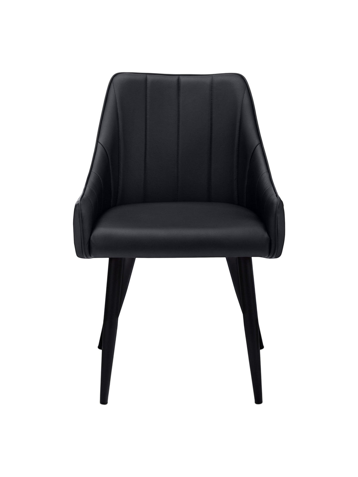 Chaise de salle à manger Hendrix en similicuir noir capitonné avec pieds en métal noir par TOCO Meubles