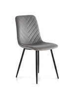 Chaise de salle à manger TOCO Meubles Knox en tissu gris avec dossier matelassé en chevrons et pieds en métal noir
