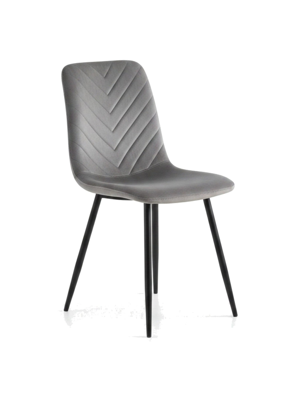 Chaise de salle à manger TOCO Meubles Knox en tissu gris avec dossier matelassé en chevrons et pieds en métal noir