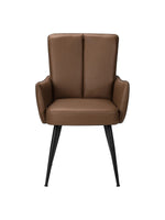 Chaise de salle à manger Milo par TOCO Meubles en similicuir marron avec pieds en métal noir