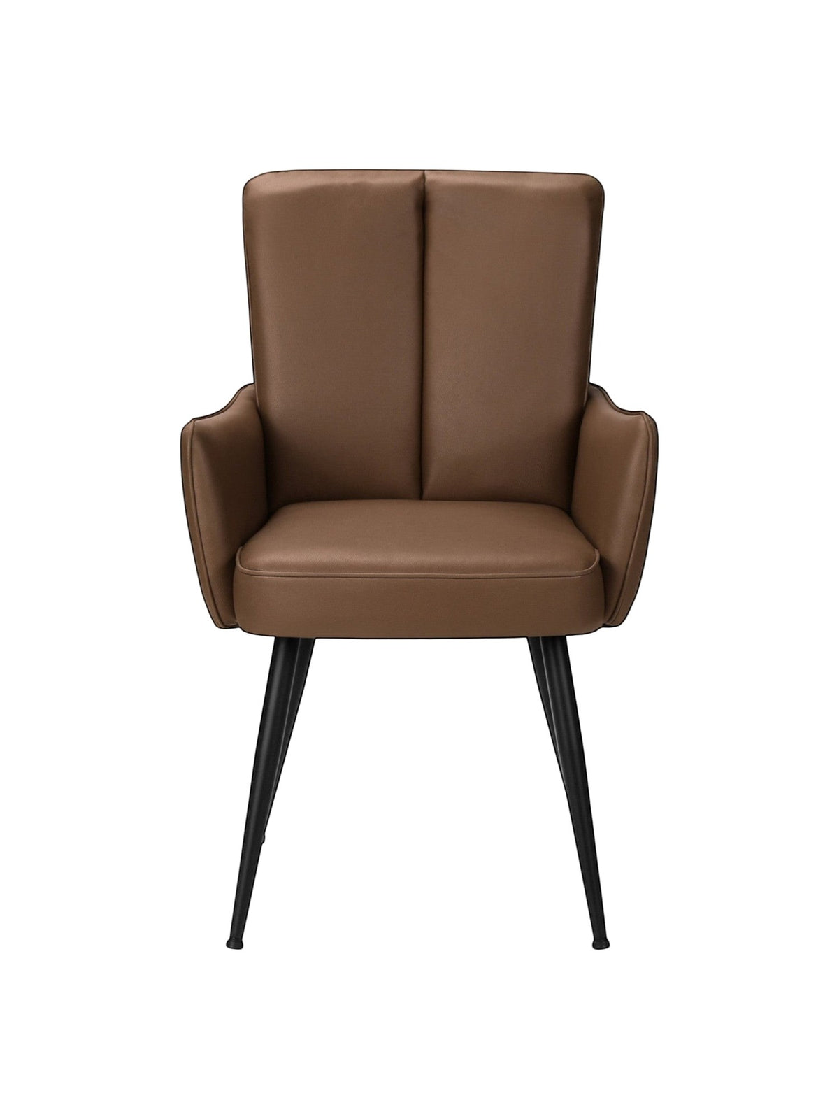 Chaise de salle à manger Milo par TOCO Meubles en similicuir marron avec pieds en métal noir