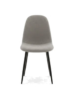 Chaise de salle à manger Noa par TOCO Meubles avec assise en tissu gris et pieds fins en métal noir