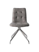 Chaise de salle à manger Paolo TOCO Meubles grise en tissu capitonné avec piètement chromé pivotant