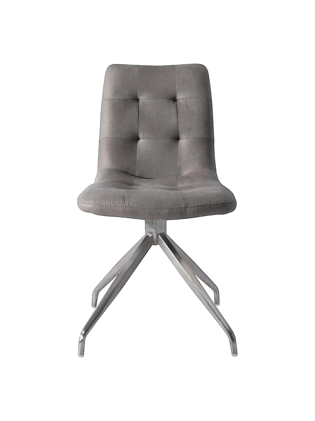 Chaise de salle à manger Paolo TOCO Meubles grise en tissu capitonné avec piètement chromé pivotant