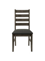 Chaise de salle à manger TOCO Meubles Robby en bois gris antique avec assise rembourrée en tissu gris