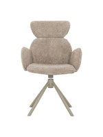 Chaise de salle à manger Sinatra TOCO Meubles en tissu texturé beige avec dossier haut et pieds en étoile