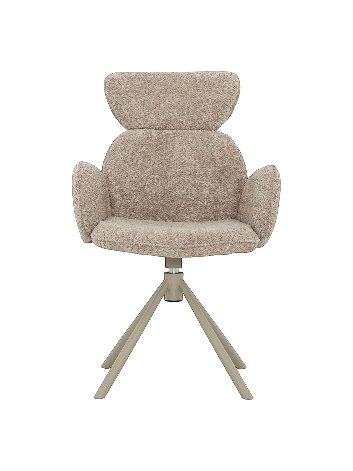 Chaise de salle à manger Sinatra TOCO Meubles en tissu texturé beige avec dossier haut et pieds en étoile