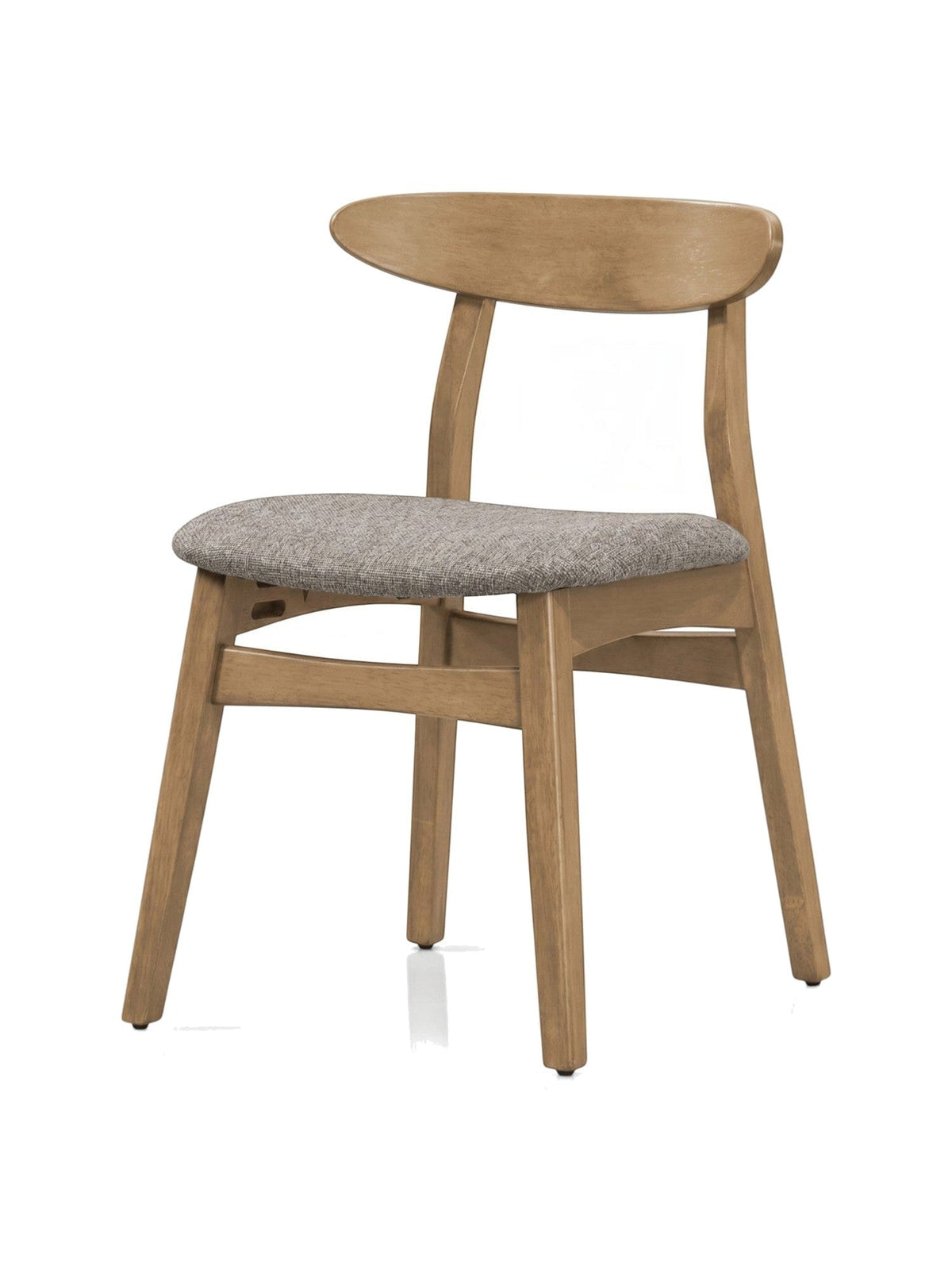 Chaise de salle à manger TOCO Meubles Venice en bois massif avec assise rembourrée en tissu gris style scandinave