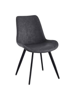 Chaise de salle à manger Vito TOCO Meubles en similicuir gris marbré avec pieds en métal noir.