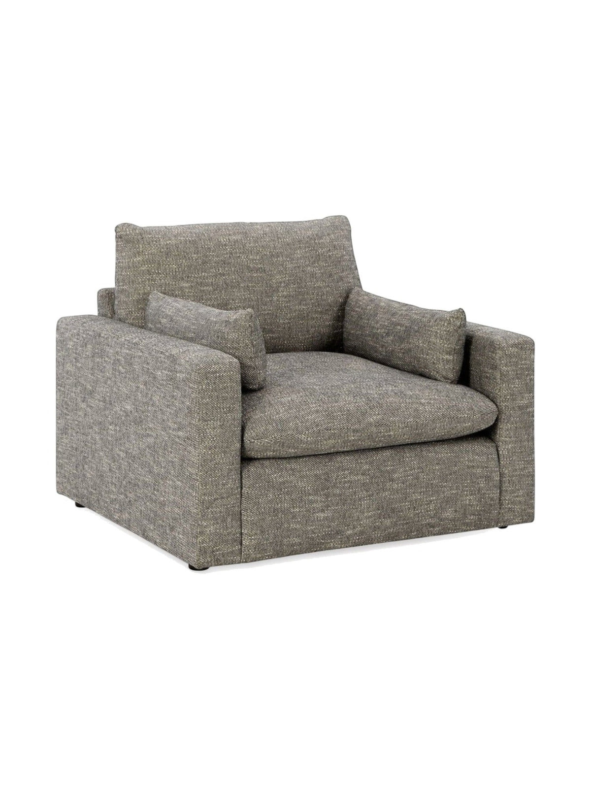 Chaise Faro TOCO Meubles large et confortable en tissu texturé gris granite avec deux coussins décoratifs