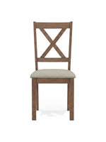 Chaise Monarch 1311 de TOCO Meubles en bois brun avec dossier en croix et assise rembourrée en tissu beige