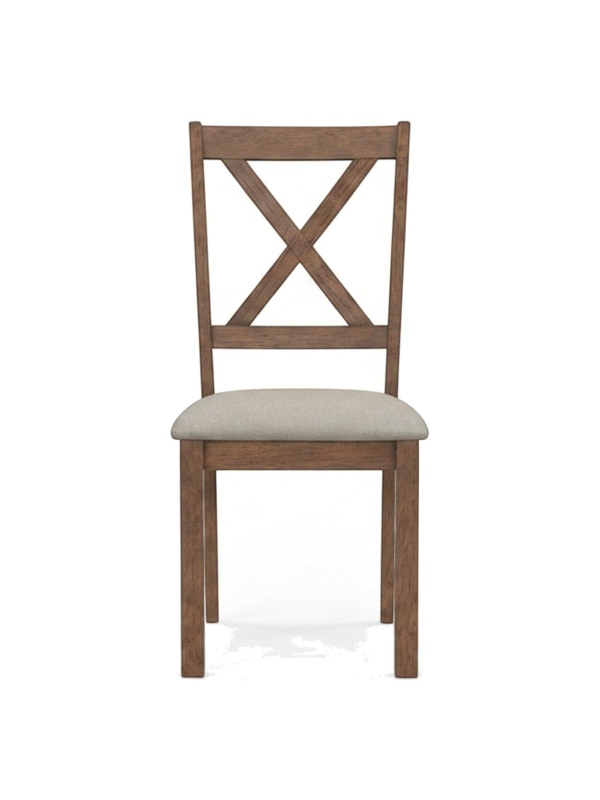 Chaise Monarch 1311 de TOCO Meubles en bois brun avec dossier en croix et assise rembourrée en tissu beige