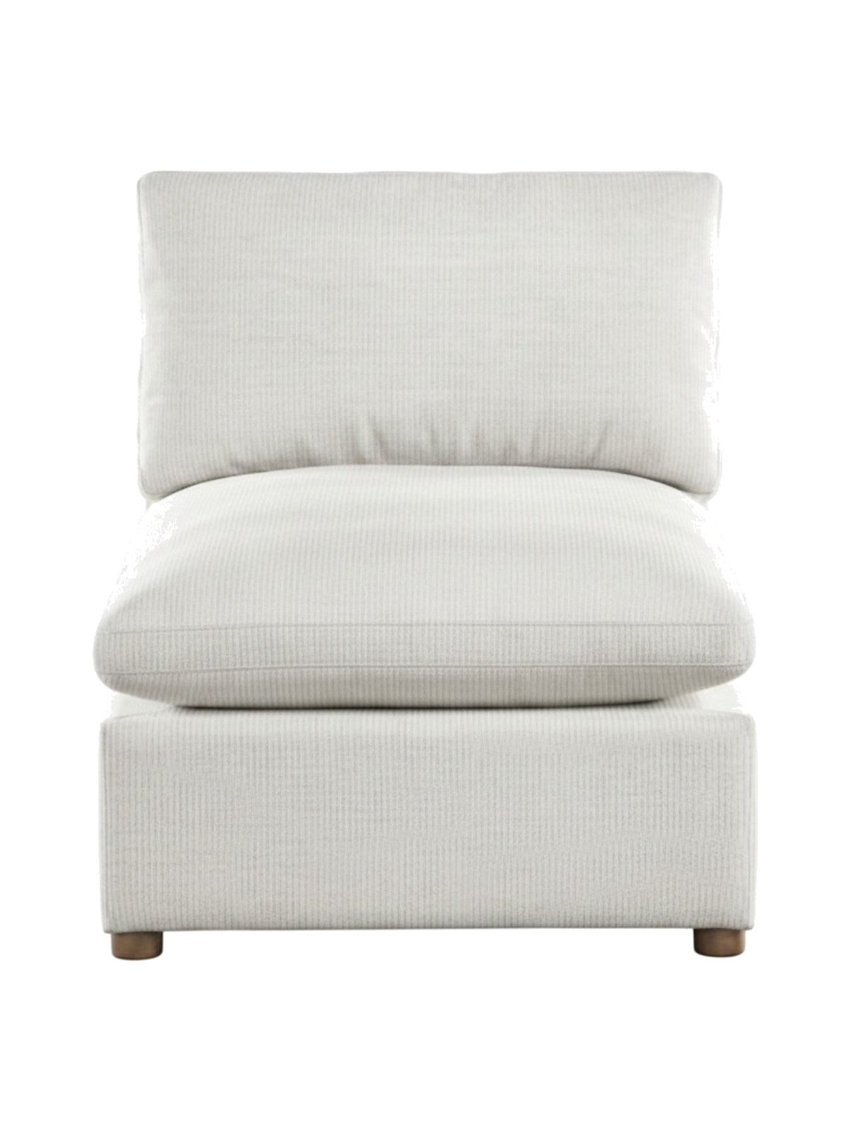 Chaise sans bras Montrose de TOCO Meubles en tissu texturé blanc cassé avec pieds en bois massif
