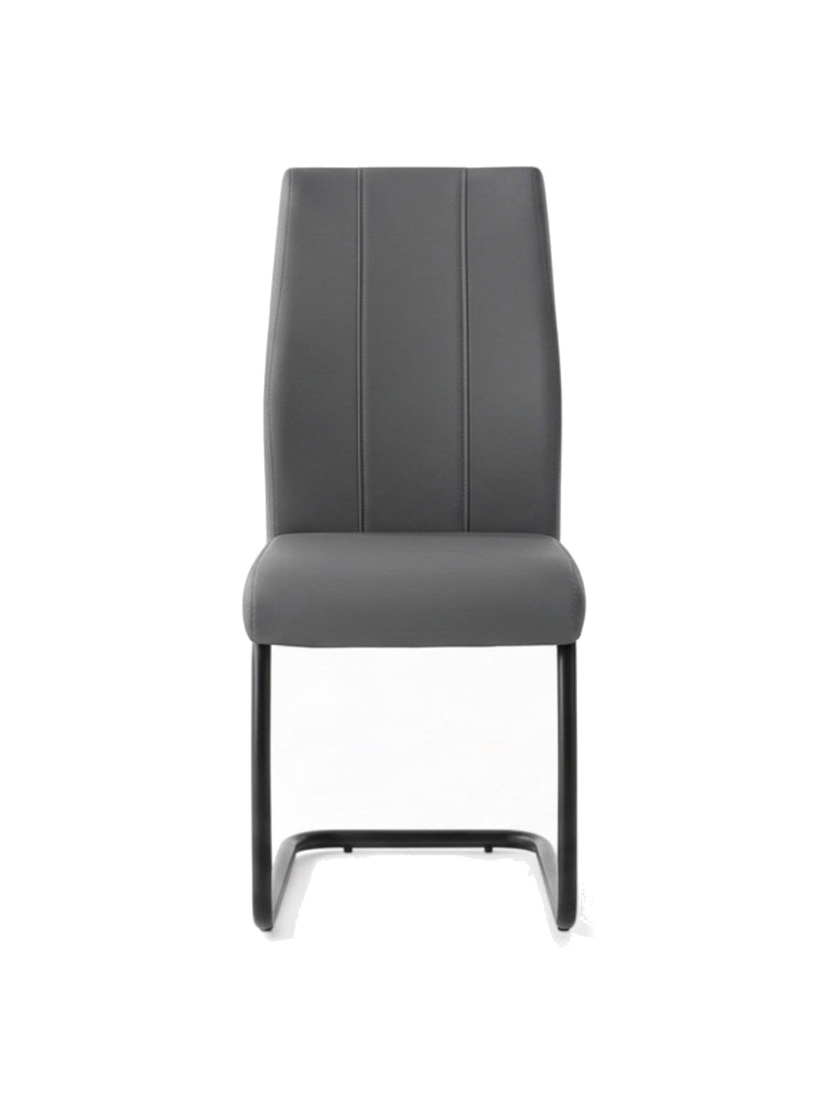 Chaise de cuisine Xena par TOCO Meubles en similicuir gris avec structure en métal noir et dossier surpiqué