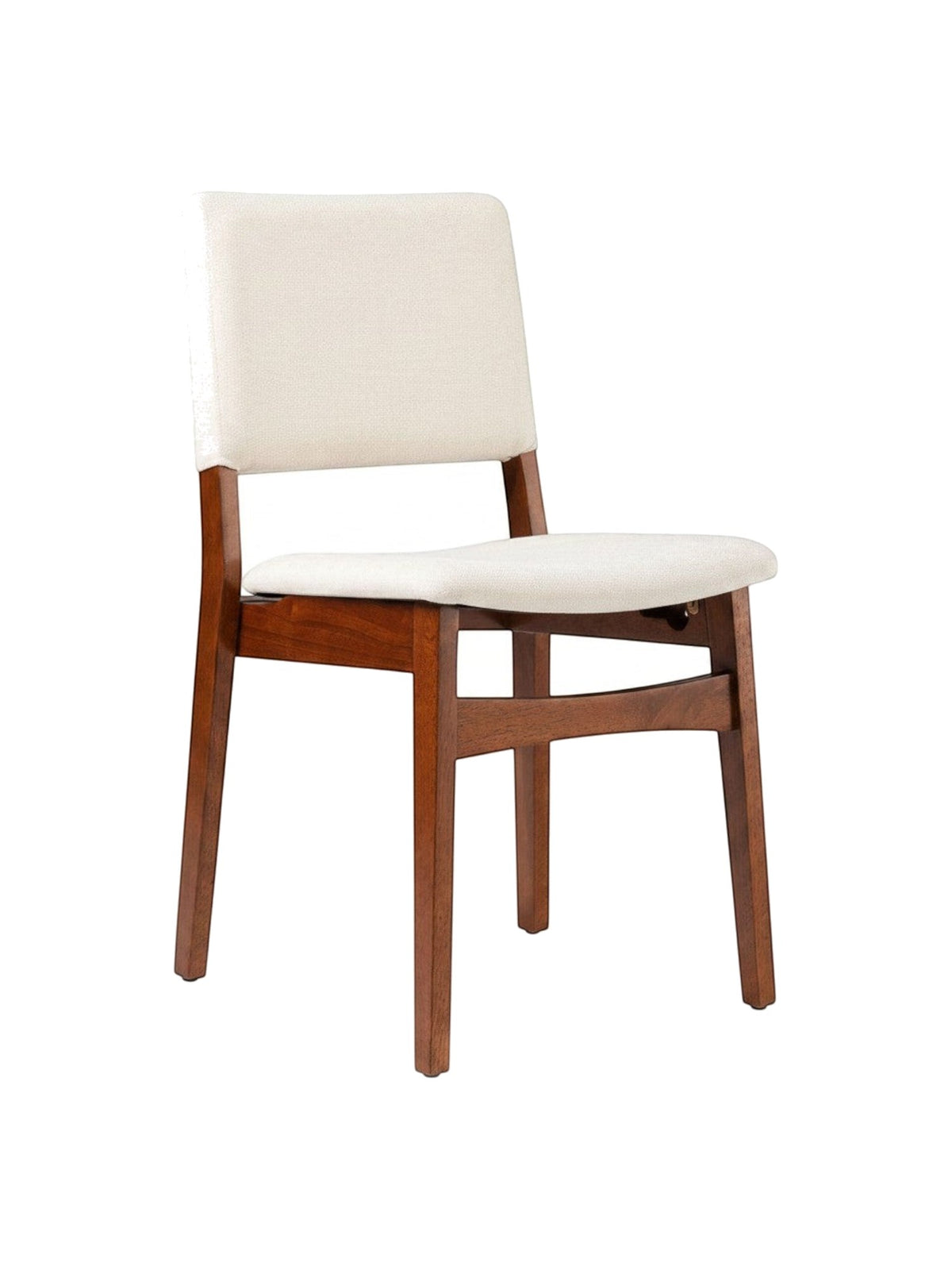 Chaise TOCO Meubles Transformer en noyer américain avec tissu crème, design moderne et ergonomique.