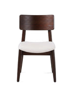TOCO Meubles Chaise Ronde Transformer en bois de noyer foncé avec assise blanche rembourrée, design moderne.