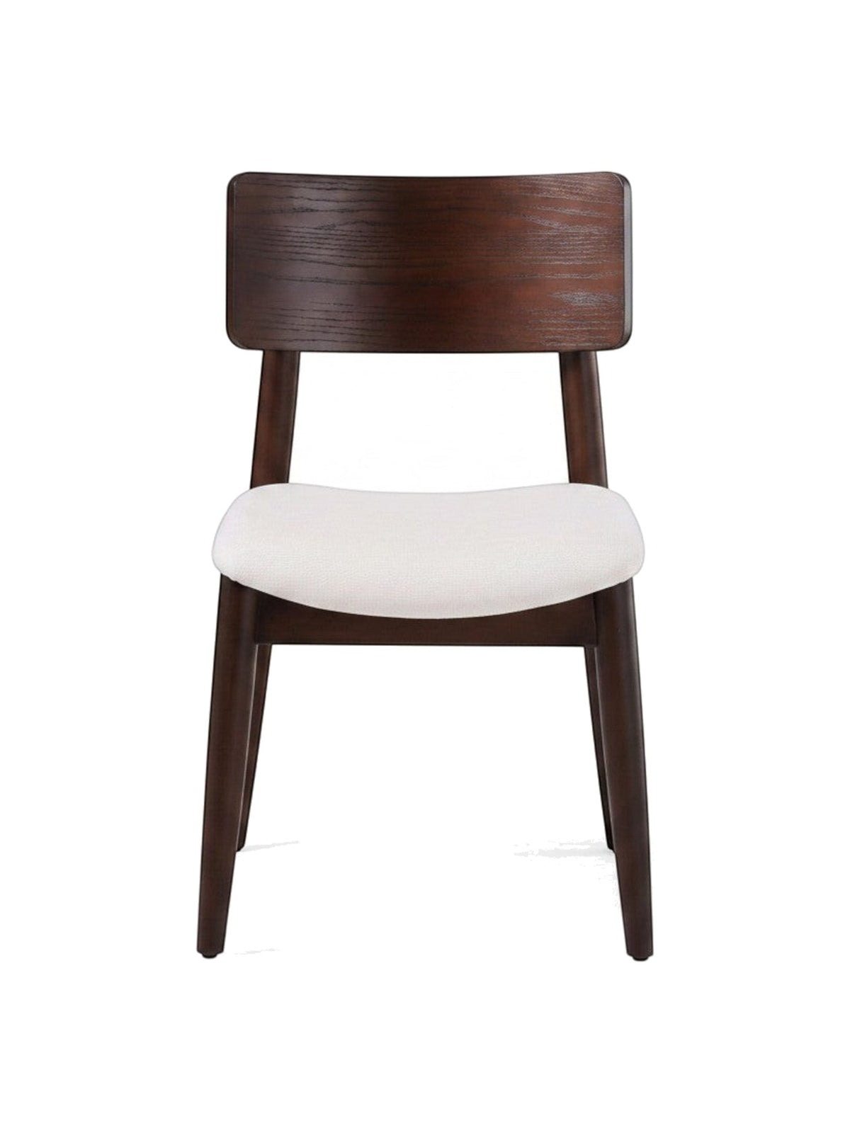 TOCO Meubles Chaise Ronde Transformer en bois de noyer foncé avec assise blanche rembourrée, design moderne.