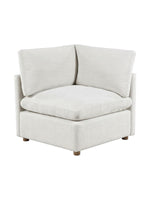Fauteuil d'angle modulaire Coin Montrose par TOCO Meubles en tissu texturé blanc cassé avec pieds en bois