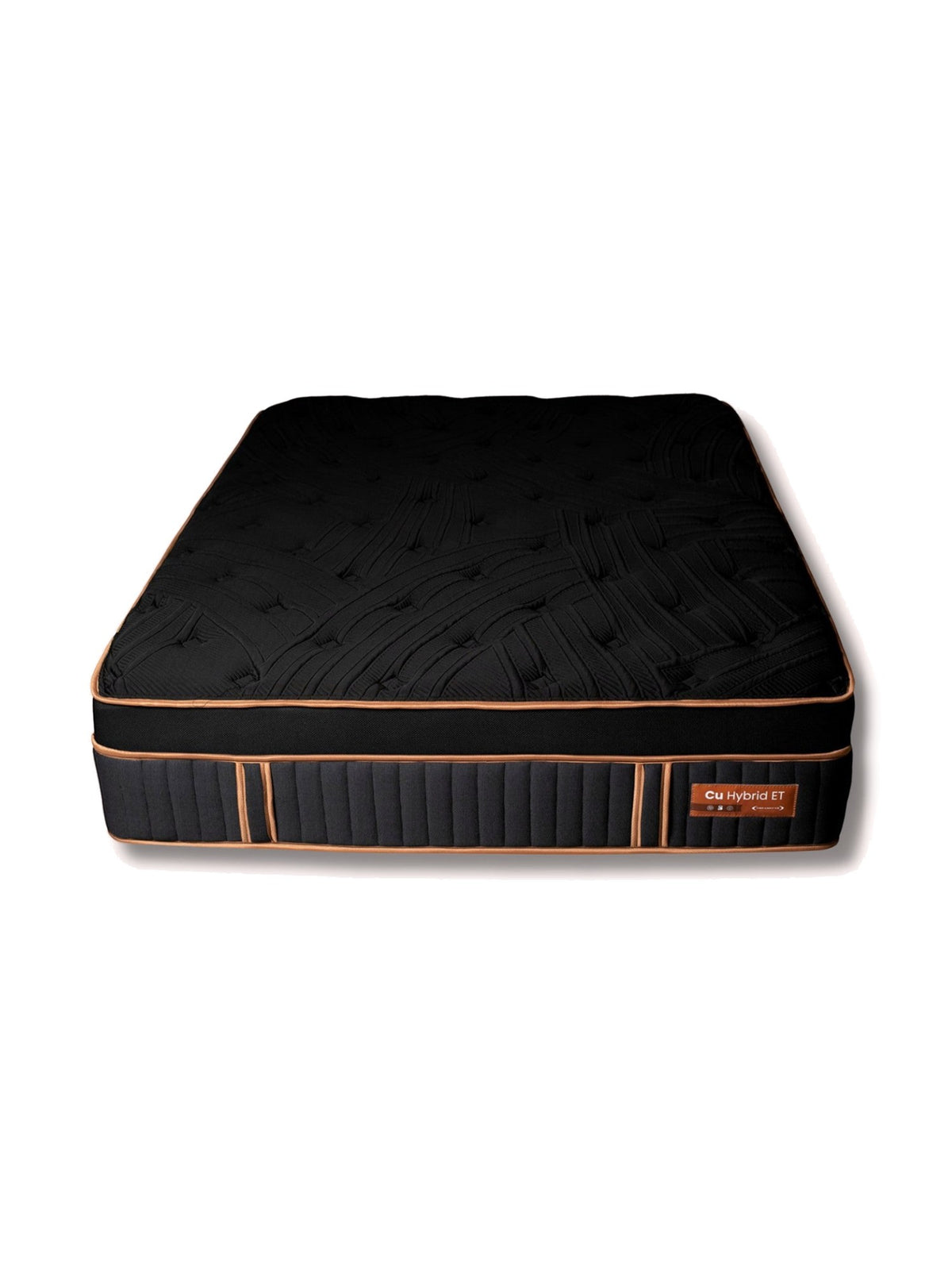 Matelas hybride TOCO Meubles Copper Sleep ET noir avec plateau Euro Top et détails cuivrés pour un confort ferme.