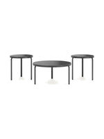 Ensemble de trois tables d'appoint rondes noires TOCO Meubles au design minimaliste et moderne